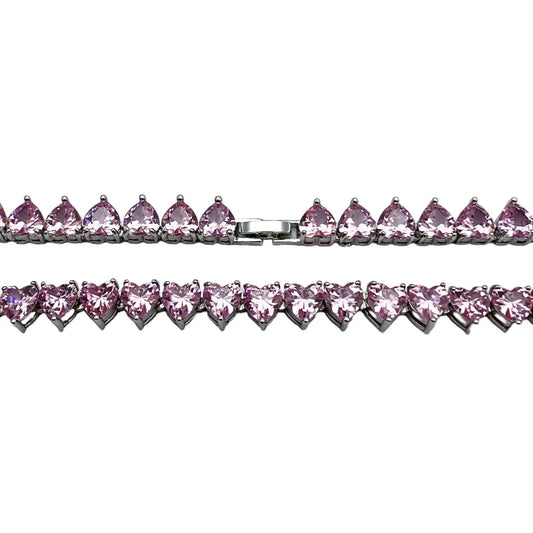 COLIER TENIS PINK HEART
