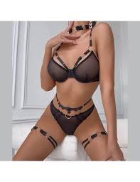 SET LENJERIE SEXY 4 PIESE NEGRU