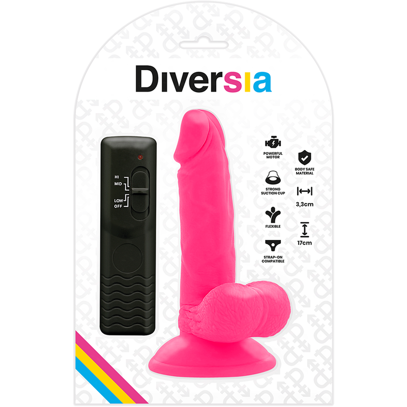 DIVERSIA - FLEXIBLE VIBRATING DILDO PINK 17 CM -O- 3.3 CM - Image 7