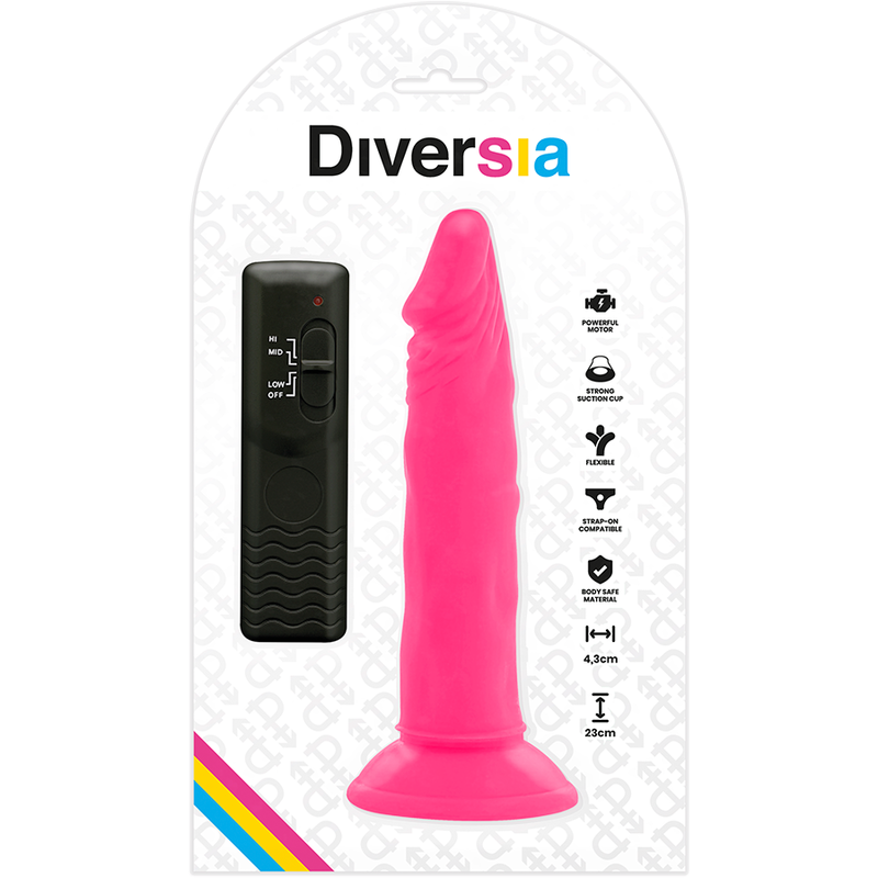 DIVERSIA - FLEXIBLE VIBRATING DILDO PINK 23 CM -O- 4.3 CM - Image 7