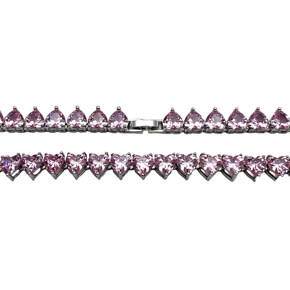 COLIER TENIS PINK HEART