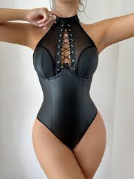 BODY SEXY DIN PIELE ECO NEGRU