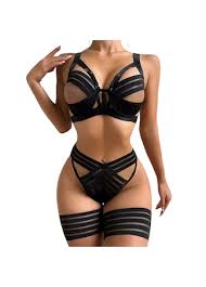 SET SEXY LENJERIE NEAGRA 4 PIESE NEGRU, S