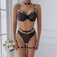 SET LENJERIE SEXY 4 PIESE NEGRU