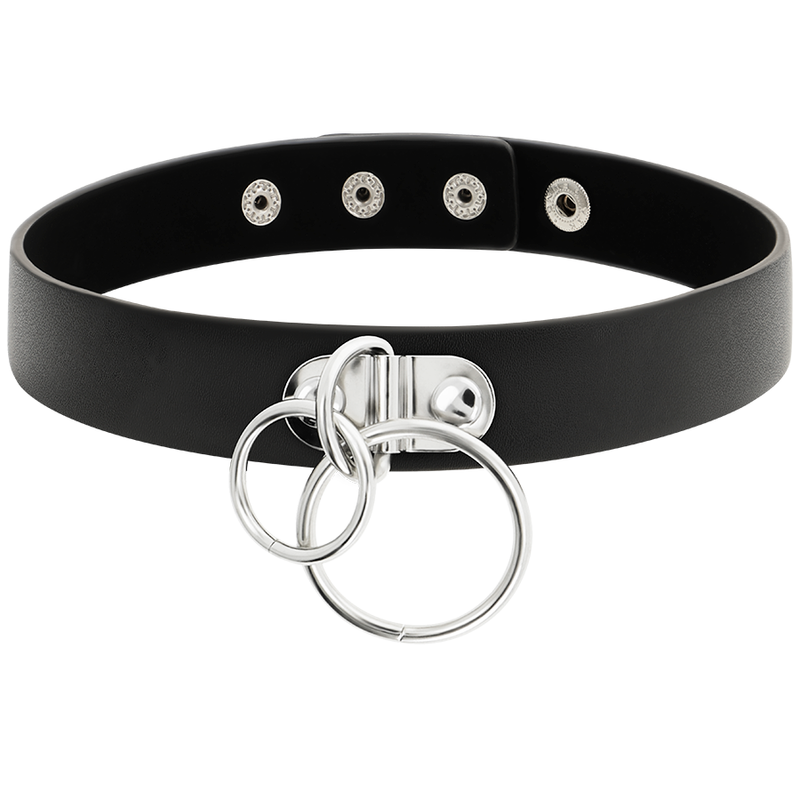 COQUETTE CHIC DESIRE - DOUBLE RING VEGAN LEATHER CHOKER - Image 3