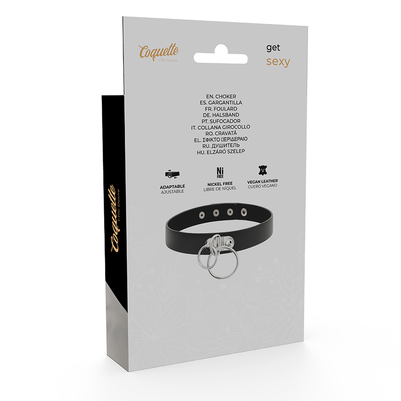 COQUETTE CHIC DESIRE - DOUBLE RING VEGAN LEATHER CHOKER - Image 6