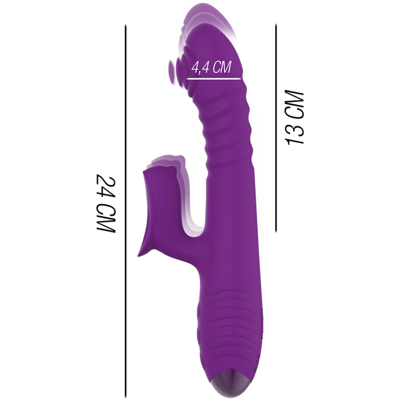 INTENSE - IGGY MULTIFUNCTION RECHARGEABLE VIBRATOR UP & DOWN WITH CLITORAL STIMULATOR PURPLE - Image 3
