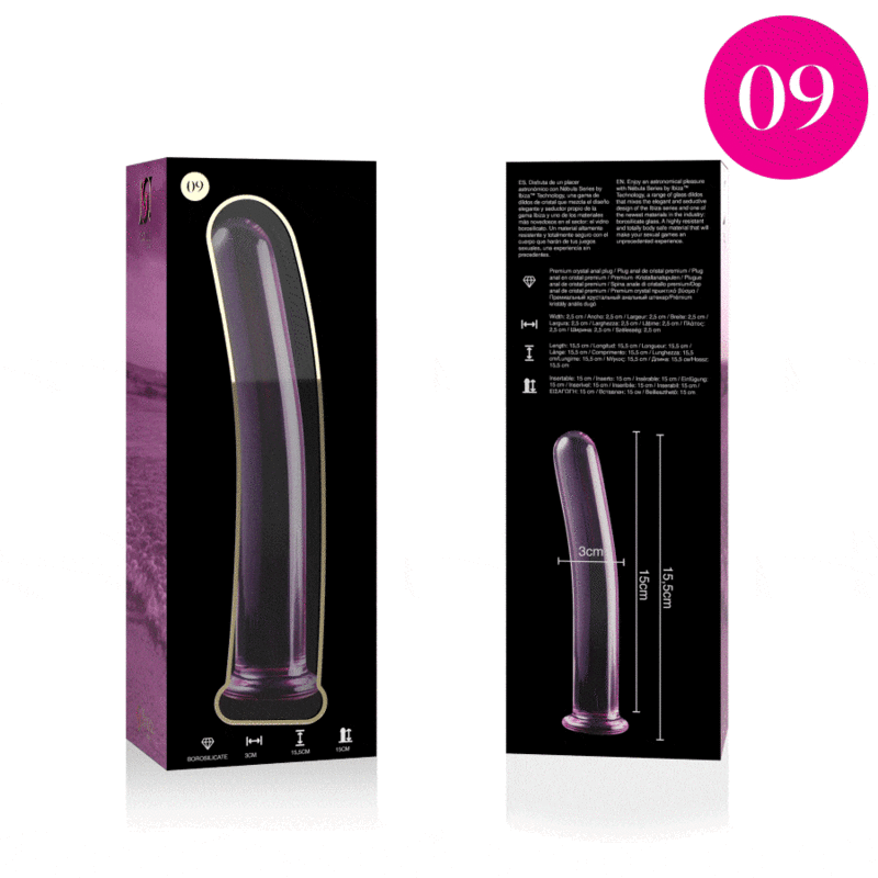 NEBULA SERIES BY IBIZA - MODEL 9 DILDO BOROSILICATE GLASS PINK 15.5 CM -O- 2.5 CM - Image 4