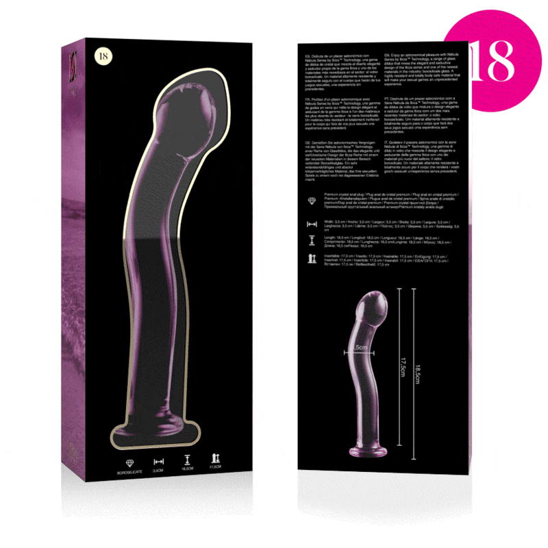 NEBULA SERIES BY IBIZA - MODEL 18 DILDO BOROSILICATE GLASS PINK 18.5 CM -O- 3.5 CM - Image 4