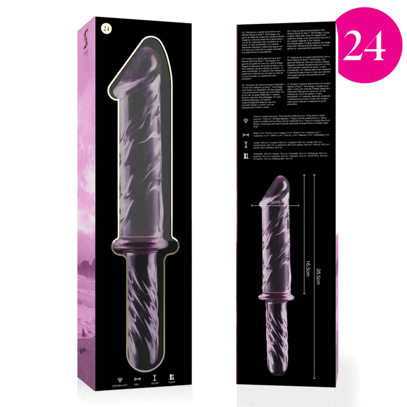 NEBULA SERIES BY IBIZA - MODEL 24 DILDO BOROSILICATE GLASS PINK 28.5 CM -O- 5 CM - Image 4