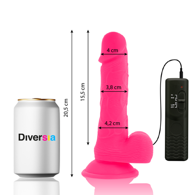 DIVERSIA - FLEXIBLE VIBRATING DILDO PINK 20.5 CM -O- 4.2 CM - Image 2