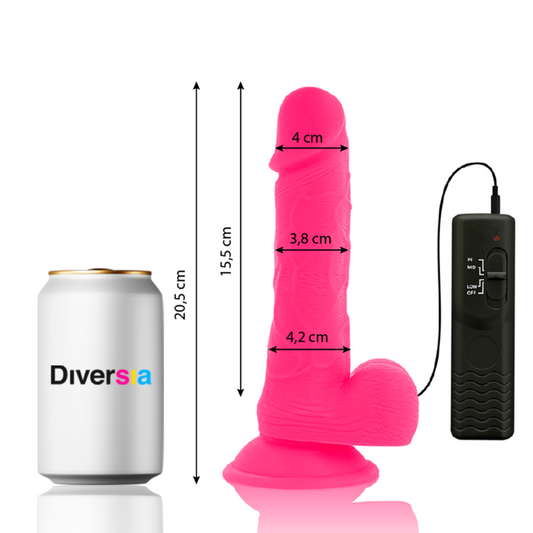 DIVERSIA - FLEXIBLE VIBRATING DILDO PINK 20.5 CM -O- 4.2 CM - Image 2
