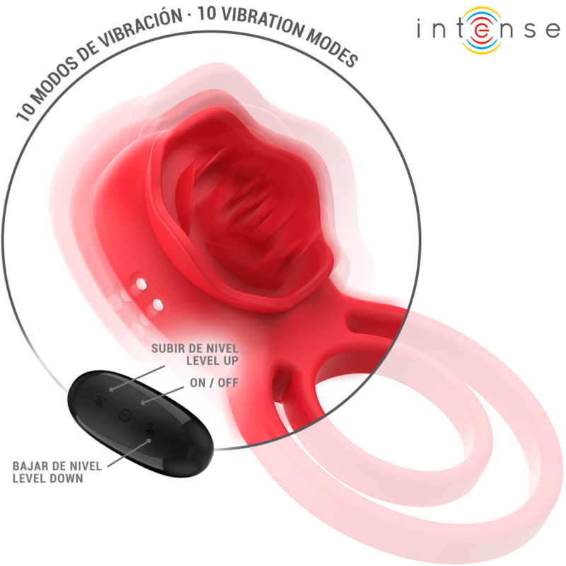 INTENSE - GAIL STIMULATOR ROSE 10 VIBRATIONS RED REMOTE CONTROL - Image 2